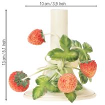 Prodotto Portacandele in metallo con decorazione a fragola, color crema estivo, H13cm