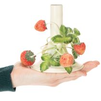 Prodotto Portacandele in metallo con decorazione a fragola, color crema estivo, H13cm