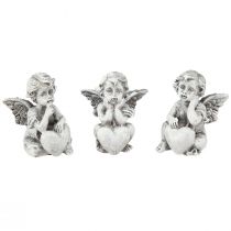 Prodotto Angioletto con cuore decorazione tomba figura grigia H5,5 cm 6 pz
