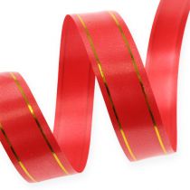 Prodotto Nastro regalo 2 strisce dorate su rosso 19 mm 100 m