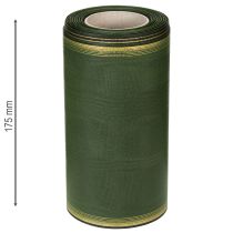 Prodotto Elegante nastro a ghirlanda in moiré, 175 mm, verde scuro con bordo perlato e trama in taffetà per occasioni festive.