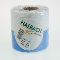 Prodotto Nastro ghirlanda blu e bianco moiré, nastro decorativo in taffetà da 100 mm