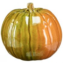Prodotto Zucca decorativa in ceramica nei toni del verde brillante - 17,5 cm - perfetta per la decorazione della tavola autunnale