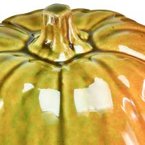 Prodotto Zucca decorativa in ceramica nei toni del verde brillante - 17,5 cm - perfetta per la decorazione della tavola autunnale