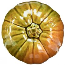 Prodotto Zucca decorativa in ceramica nei toni del verde brillante - 17,5 cm - perfetta per la decorazione della tavola autunnale