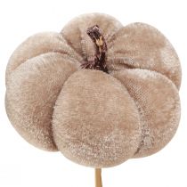 Prodotto Zucca decorativa in tessuto su bastoncino giallo marrone arancione Ø7cm 9 pezzi