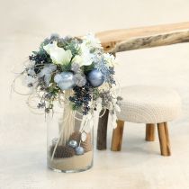 Prodotto Set di palline in blu/argento – opaco e lucido, decorazione in vetro per fiori invernali 7,5 cm 12 pezzi
