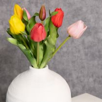 Prodotto Bouquet di tulipani artificiali, decorazione colorata e realistica, alta qualità per la casa, 43 cm, 7 pezzi