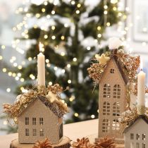 Prodotto Piante artificiali lino decorazione dell'Avvento oro artificiale 54 cm 4 pz
