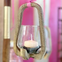 Prodotto Lanterna in legno lanterna in vetro decorazione soggiorno Ø12cm H20cm