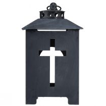 Prodotto Lanterna tombale croce finestra metallo grigio antico 13 x 27 cm
