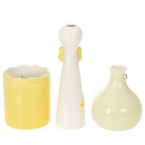 Prodotto Set 3 Figure in Ceramica Anatre con Occhiali, 25 cm, Giallo e Bianco