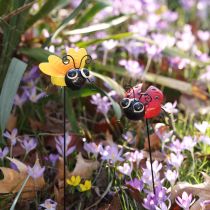 Prodotto Coccinella e ape con bastone decorazione da giardino in metallo 46 cm 2 pezzi