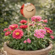 Prodotto Picchetti da giardino Coccinella di ceramica Figurine su bastoncino per estate 25 cm, 4 pezzi