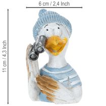 Prodotto Decorazione nautica gabbiano decorazione da tavolo blu bianco argento H11cm