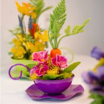 Prodotto Tazza decorativa in metallo Ø16cm H9cm Tazza da tè con piattino Viola 2pz