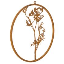 Prodotto Anello in metallo, metallo arrugginito, anello decorativo, decorazione da parete, rametto di aneto, Ø38cm