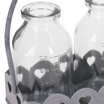 Prodotto Mini vassoio decorativo per bottiglia rettangolare grigio 15,5x6 cm