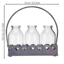 Prodotto Mini vassoio decorativo per bottiglia rettangolare grigio 15,5x6 cm