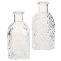 Prodotto Mini vasi bottiglie decorative in vetro quadrato H13cm 4 pezzi