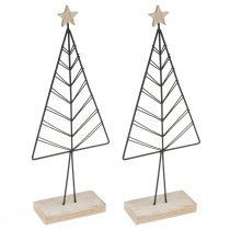 Prodotto Mini albero di Natale in metallo legno nero naturale 28 cm 2 pezzi