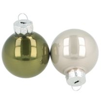 Prodotto Mini palline di Natale in vetro verde argento grigio Ø3cm 22 pezzi