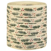 Prodotto Nastro regalo arricciato sostenibile, nastro natalizio con abete verde, 10 mm, 100 m