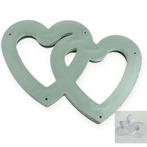Prodotto Duo cuore in schiuma floreale bagnata 37 cm con ventosa 2 pezzi