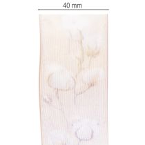 Prodotto Nastro in organza, fiori di cotone, nastro decorativo, rosa, 40 mm, 15 m