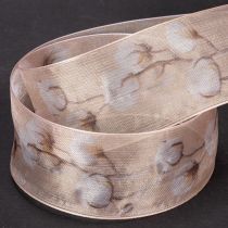 Prodotto Nastro in organza, fiori di cotone, nastro decorativo, rosa, 40 mm, 15 m