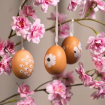 Prodotto Decorazione da appendere alle uova di Pasqua, primavera, Pasqua, vere uova di gallina, naturali, 6 cm, 6 pezzi