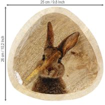 Prodotto Piatto di Pasqua Piatto Decorativo in Legno Coniglio in Uovo Naturale 25x26cm