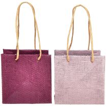 Prodotto Buste regalo in carta con manici rosa bordeaux 12x12 cm 8 pz