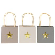 Prodotto Sacchetti di carta con stella e manico grigio assortiti 12×12×12cm 9 pezzi