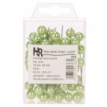 Prodotto Spilli con testa in madreperla, verde mela, Ø10 mm, 60 mm
