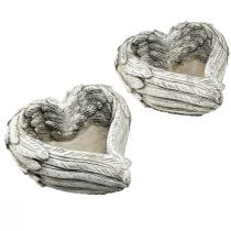 Prodotto Pianta cuore piume pietra colata cuore grigio bianco 13×12×6 cm 2pz