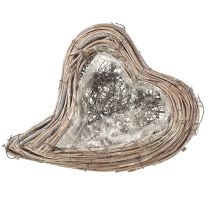 Prodotto Pianta rampicante a forma di cuore in rattan, colore bianco naturale, dimensioni 20cmx24cmx6cm