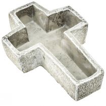 Prodotto Croce per piante in stile cemento, croce per piante, 14,5x21x5 cm