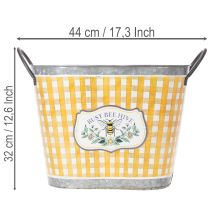 Prodotto Vaso ovale per piante con decorazione a forma di ape, motivo a scacchi, decorazione estiva, fioriera, 38×24×29 cm