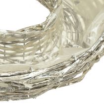 Prodotto Fioriera in salice, bianca, aspetto naturale, anello decorativo per un design creativo del giardino, Ø35/30 cm, set da 2, versatile