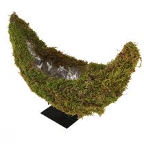 Prodotto Fioriera decorativa in muschio, a forma di mezzaluna con base in metallo, decorazione naturale per spazi abitativi e feste, 40×15×30 cm