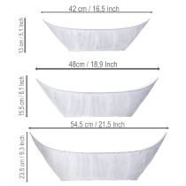 Prodotto Vaso per piante a forma di barca, in metallo, bianco/argento, 54,5/48/42 cm, set da 3