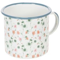 Prodotto Vaso per piante in smalto, coppa decorativa con motivi floreali, Ø11cm