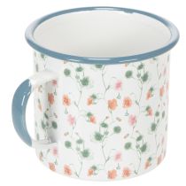 Prodotto Vaso per piante in smalto, coppa decorativa con motivi floreali, Ø11cm