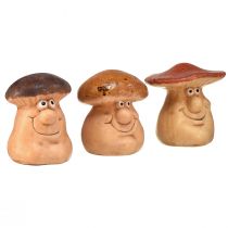 Prodotto Figure di funghi felici con facce - varie tonalità di marrone, 6,5 cm - decorazione divertente per il giardino e la casa - 3 pezzi