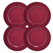 Prodotto Piatti versatili in plastica rosso scuro – 28 cm, perfetti per la decorazione e l'uso esterno – 4 pezzi