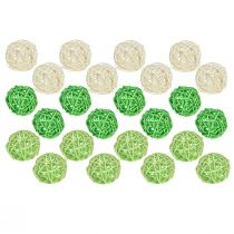 Prodotto Palline in rattan verde verde chiaro crema rattan assortito Ø5cm 24 pz