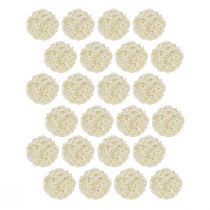 Prodotto Decorazione da tavolo a forma di sfera in rattan sbiancato, colore crema, Ø5cm, 24 pezzi
