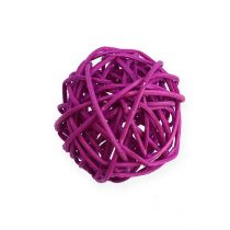 Palla in rattan lilla, viola, sbiancato Ø4,5cm 30 pezzi