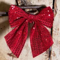 Prodotto Fiocchi regalo in velluto rosso con paillettes, 12 cm, 4 pezzi